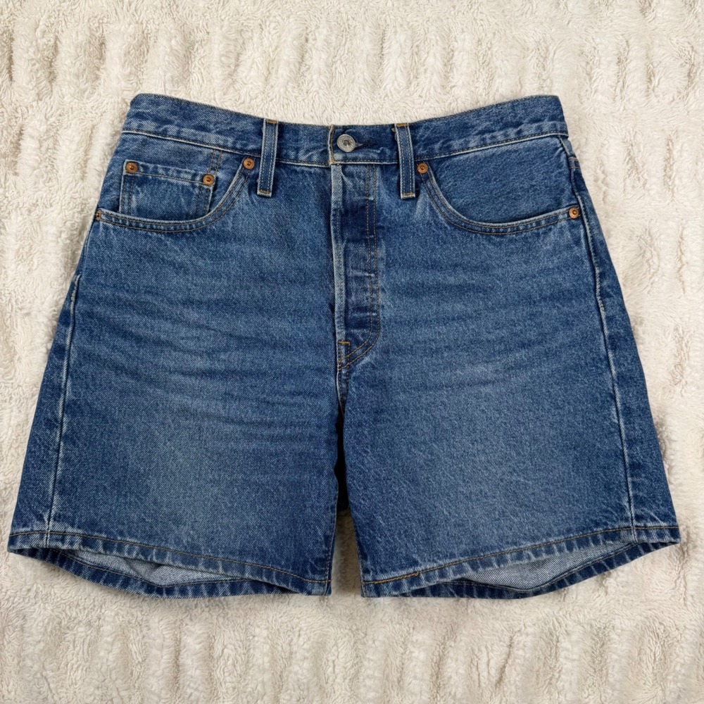 Levis 501 Original High Rise Denim Shorts Medium Wash Blue W28 85833-0077